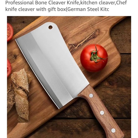 Other - Professional Bone Cleaver Knife with Wooden Handle